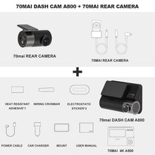 Charger l'image dans la galerie, 70mai A800 Smart Dash Cam 4K Built-in GPS ADAS Real 4K Camera UHD Cinema-quality Image 24H Parking SONY IMX415 140FOV