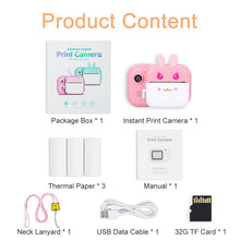 Charger l'image dans la galerie, 1080P HD Children Camera Instant Print Camera For Kids Polaroid Camera With Thermal Photo Paper Toys Camera For Birthday Gifts