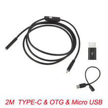 Charger l&#39;image dans la galerie, 7mm Endoscope Camera Flexible IP67 Waterproof Micro USB Inspection Borescope Camera for Android PC Notebook 6LEDs Adjustable
