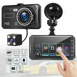 4'' Car DVR Camera Dual Lens HD 1080P Dash Cam Auto Digital Video Recorder Dashcam Camera IPS Touch Screen G-Sensor WDR Car DVRs