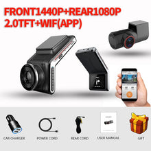 Charger l&#39;image dans la galerie, Sameuo U2000 WIFI dash cam 2k front and rear 1080p 2 camera Lens CAR dvr smart car dvrs Auto Night Vision 24H Parking Monitor
