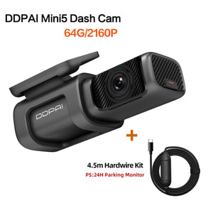 DDPai Dash Cam Mini5 4K 2160P UHD DVR Car Camera Android 5GHz Wifi Auto Drive Vehicle Video Recroder GPS Tracker Build-in 64GB