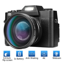 Charger l&#39;image dans la galerie, 4K Digital Camera Video Vlogging Camcorder for YouTube WIFI Portable Handheld 16X Digital Zoom 30MP HD Nightvision Selfie Camera
