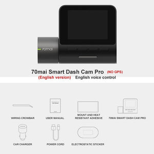 70mai Smart Dash Cam Pro English Voice Control 1944P 70MAI Car DVR Camera GPS ADAS 140FOV Auto Night Vision 24H Parking Monitor