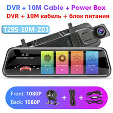 Charger l&#39;image dans la galerie, Jansite 10 inches Touch Screen 2.5K Car DVR stream media Dash camera Dual Lens Video Recorder Rearview mirror 1080P Rear camera
