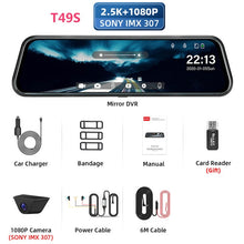 Charger l&#39;image dans la galerie, Jansite 10 inches Touch Screen 2.5K Car DVR stream media Dash camera Dual Lens Video Recorder Rearview mirror 1080P Rear camera
