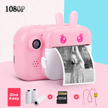 Charger l&#39;image dans la galerie, 1080P HD Children Camera Instant Print Camera For Kids Polaroid Camera With Thermal Photo Paper Toys Camera For Birthday Gifts
