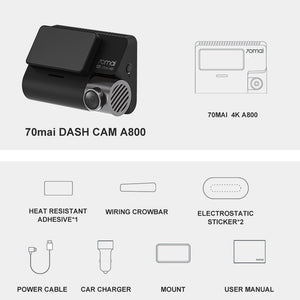 70mai A800 4K Camera Dual Vision Cam with Built-in GPS ADAS 4K Dash Cam UHD Image 24H Parking Monitior 70mai Car DVR 140FOV