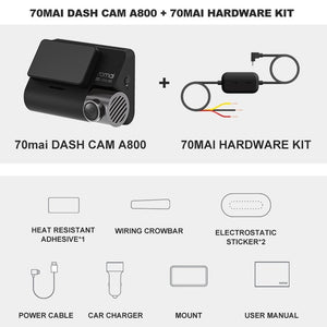 70mai A800 4K Camera Dual Vision Cam with Built-in GPS ADAS 4K Dash Cam UHD Image 24H Parking Monitior 70mai Car DVR 140FOV