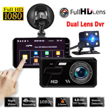Charger l&#39;image dans la galerie, Car DVRS Dash Cam Car Video Recorder Dual Lens Full HD 1080P 4&quot; IPS  Vehicle Camera Front+Rear Night Vision  G-sensor Parking
