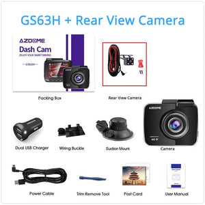 AZDOME GS63H Dash Cam Dual Lens 4K UHD Recording Car Camera DVR Night Vision WDR Built-In GPS Wi-Fi G-Sensor Motion Detection