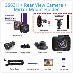 AZDOME GS63H Dash Cam Dual Lens 4K UHD Recording Car Camera DVR Night Vision WDR Built-In GPS Wi-Fi G-Sensor Motion Detection